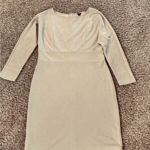 Ann Taylor Long Sleeve Sheath Dress in Light Beige
